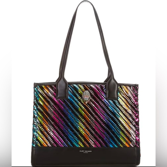Kurt Geiger London Woven Rainbow Pattern Kensington Square Tote Bag NwT - Picture 1 of 6